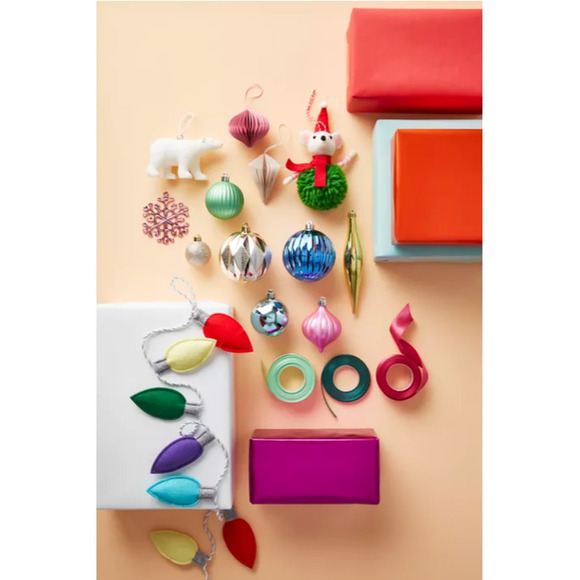 H For Happy Set Of 4 Christmas 2" Paper Squatty Teadrop Tree Ornaments Colorful - Picture 8 of 15